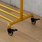 Gold pipe clothing rack with Bottom Shelf,rolling clothes rack heavy duty,garment racks for hanging clothes,Hanging Rack Closet Organizer for Bedroom,Retail (gold)