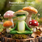 Meditation Mushroom Resin Statues – Cute Yoga Mushroom Figurines for Desk, Home, Office & Garden Decor – Zen Resin Sculptures for Living Room, Patio, Tabletop & Backyard (1 Pack, Frog)