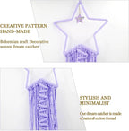 Moon Star Dream Catcher Decor,2pcs Boho Home Moon Star Dreamcatcher,Macrame Wall Hanging Boho Home Decor for Kids Baby Bedroom Decoration for Women Girls Craft Holiday Gifts Purple