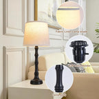 Lamps Set of 2 Modern Farmhouse Table Lamp Bedside Reading Lamps Living Room End Tables Set Lamps for Night Stands Bedroom Night Lamp,High 27 Inch,Black,With Fabric Lamp Shade,Bulb Not Included
