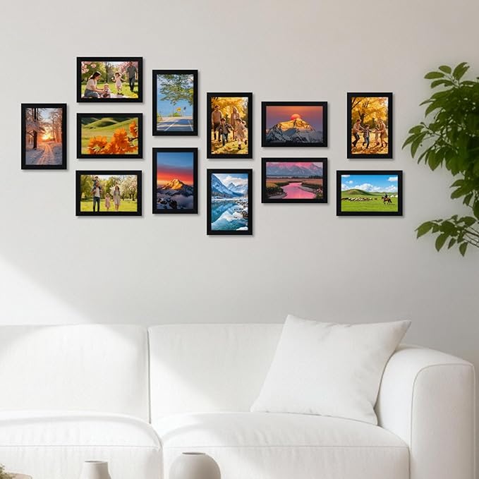 4x6 Black Picture Frames Set of 12 for Displaying 4 x 6 Photos, Multi 4x6 Frames Collage for Wall or Tabletop, Horizontal or Vertical Display