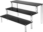 3 Tier Black Acrylic Display Riser Cupcake Stand Display Shelf for Decoration, Collection, Makeup