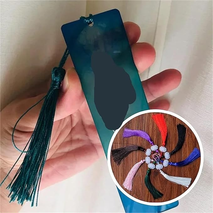 Tassels for Decoration 13cm/5 Inch Silky Floss Bookmark Tassels Hanging Rope for Jewelry Making DIY Craft Accessory(Light Lake Blue)