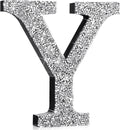 Qunclay 12'' Silver Crystal Diamond Bling Letters Crushed Diamond Decoration Wooden Glitter Letter with Screw and Hooks Rhinestone Gift for Wedding Y2k Mcbling Bedroom Wall Decor (Letter Y)