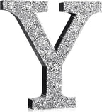 Qunclay 12'' Silver Crystal Diamond Bling Letters Crushed Diamond Decoration Wooden Glitter Letter with Screw and Hooks Rhinestone Gift for Wedding Y2k Mcbling Bedroom Wall Decor (Letter Y)
