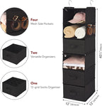 GRANNY SAYS 6-Shelf Hanging Closet Organizers and Storage, Separable to 2 Pack 3-Shelf Closet Hanging Organizer with 3 Drawers, 4 Side Pockets Hanging Shelves for Closet, Nursery, Black