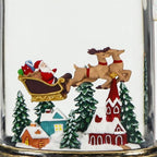 GenSwin Christmas Snow Globes with Music Timer and USB Rechargable Cable, Christmas Lantern Decorations Indoor, 1 Pcs Christmas Music Box with Santa Flying and Sleigh Reindeer for Decor