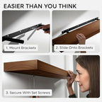 Homeforia Walnut 12 inch Floating Shelf, High End Solid Real Wood Small 12inch Floating Shelves for Wall Mounted, Dark Brown 12in Floating Shelves, Heavy Duty Bracket, 12 X 6.5 X 1.75 inches, Set of 4