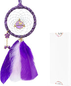 Mini Dream Catchers - Cute Kitten with Turkey Feather, Pastel Purple Flannel, Handmade Small Dreamcatcher for Bedroom, A Dream Catcher for Girls, Dream Catchers for Boys, Dream Catcher Wall Decor