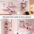 BAYKA Pink Floating Shelves for Wall Set of 3, 15.7in Wood Wall Shelves for Bathroom, Bedroom, Living Room Decor Organize, Hanging Shelf for Books/Storage/Display with 22lbs Capacity
