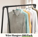 Wire Metal Hangers 100 Pack, Black Slim Clothes Hanger 16 Inch 12 Gauge, Bulk Dry Cleaner Hangers for Standard Size Coat, Suits, Shirts, Pants, Skirts