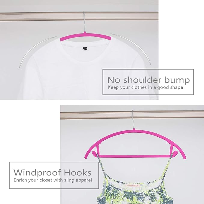 MIZGI Premium Velvet Hangers 50 Pack Heavyduty- Non Slip No Shoulder Bump Suit Hanger - Chrome Hooks,Space Saving Clothes Rounded Shape for Coat,Sweater,Jackets,Pants