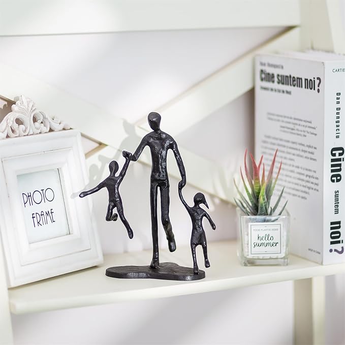 Sziqiqi Dad Birthday Gifts for Father - Dad Daughter Son Iron Statue Father Childs Love Sculpture Decoration for Fathers Day Wedding Christmas Figurine Memorial Gifts for Son Husband