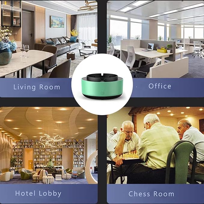 2 in 1 Air Purifier Ashtray Multifunctional Smokeless with Filter,Ashtrays for Cigarettes for Home Indoor Car Office(Green)