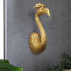 GUSFREUD Gold Animal Heads Sculptures Wall Art - 13" Resin Faux Flamingo for Home Wall Decor, Bird Wall Hanging Decoration for Living Room, Bedroom & Kitchen, Unique Gift Idea