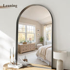 Arch Bathroom Mirror, 30"x48" Wall Mounted Vanity Mirror with Deep Frame, Tempered Glass Decor Mirror for Bathroom, Bedroom, Entryway and Living Room, Hanging or Leaning, Black