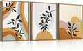 BINCUE Boho Line Wall Art Abstract Plants Wall Decor Mid Century Modern Artwork Framed Boho Abstract Paintings Orange Abstract Wall Pictures Orange Art Prints for Living Room Bedroom Office Farmhouse 12"x16" Set of 3