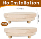 2 Pcs Wood Riser - 3.75'' Display Riser for Farmhouse Decor, Tiered Tray Decor Accessories, Round Display Stand for Home Decor, Rustic Pedestal Stand for Tiered Tray Decorations-Natural