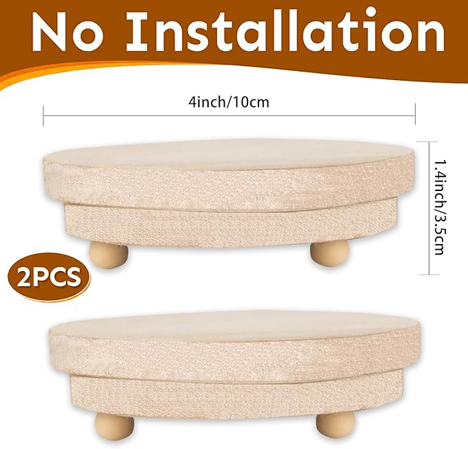 2 Pcs Wood Riser - 3.75'' Display Riser for Farmhouse Decor, Tiered Tray Decor Accessories, Round Display Stand for Home Decor, Rustic Pedestal Stand for Tiered Tray Decorations-Natural