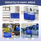 TICONN 6 Pack Extra Large Moving Bags Heavy Duty with Zippers & Carrying Handles, Durable Storage Bags Moving Boxes for Closet Organizers and Storage (6 Pack, Blue)