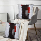 Red and Grey Abstract Art Artwork Pillow Cover, Gallery Modern Decorative Throw Pillows Cushion Cover for Bedroom Sofa Living Room 24 x 24 Inch Set of 2