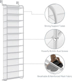 Whitmor 36 Pair Over The Door Shoe Organizer, 12 Tier Hanging Shoe Organizer, Heavy Duty Metal & Mesh Shoe Holder, Hanging Shoe Rack for Closet Organizer & Storage, 69"L x 21.7"W x 7.5"H, Matt White