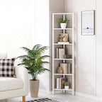 TUTOTAK 6-Tier Corner Bookshelf with LED Light,Corner Shelf for Small Space, Narrow Display Corner Shelf Stand with Storage Rack, for Living Room, Bedroom, Pure White V1BS05BW006L