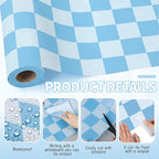 Hahafelt 16 in x 40 Ft Fabric Bulletin Board Roll Blue Plaid Bulletin Board Classroom Non Woven Background Decorations Waterproof Wrinkle Resistant Fabric Roll for Back to School Wall Decor