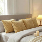 Fancy Homi 4 Packs Decorative Throw Pillow Covers for Living Room Couch Bed, Modern Farmhouse Boho Home Décor Accent Cushion Case, 24" x 24", Mustard Yellow
