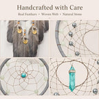 Dream Catchers for Adults Kids Gemstone Dreamcatcher Wall Hanging for Boy Girl Bedroom Handmade Decor Gift