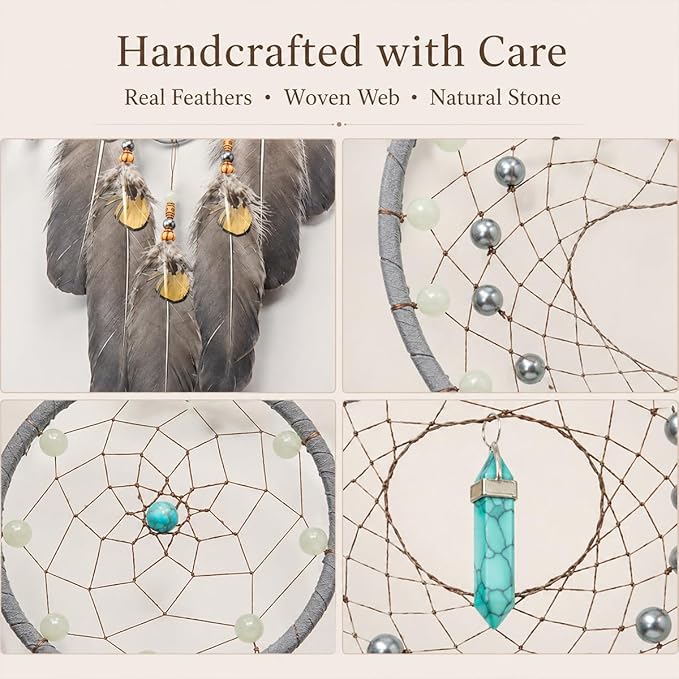 Dream Catchers for Adults Kids Gemstone Dreamcatcher Wall Hanging for Boy Girl Bedroom Handmade Decor Gift