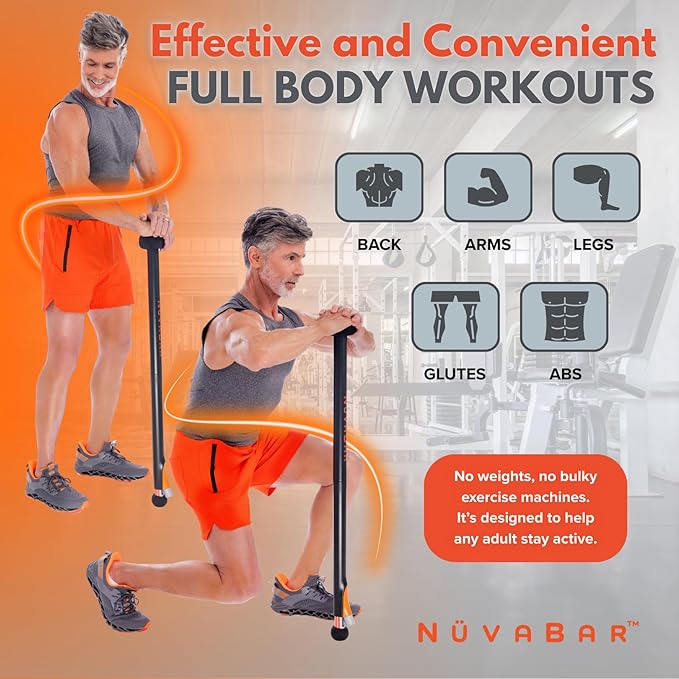 NüvaBar Portable Resistance Band Bar System – Full Body Workout Equipment for Home, Gym, Travel