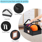 6 Pack Hat Storage for Baseball Caps-Holds Up to 56 Caps, Hat Organizer for Closet Stackable Hat Box with Cardboard, Dust-proof Beanie organizer with 2 Handles for Home Travel (Black, 6Pack-Small)