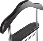Proman Products Twin Valet with Wooden Hanger Tray & Trouser Bar, Black