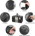 BALEINE 4-Pack Oversized Moving Bags with Reinforced Handles, Heavy-Duty Storage Tote Moving Supplies for Packaging, Camping (Black w/Window, 4-Pack)