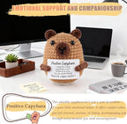 Emotional Support Capybara Positive Crochet Plush with Positive Messages for Adult Women Cute Pickle Office Decor Birthday Gifts for Best Friends (Capybara)