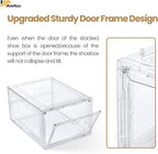 12 Pack Clear Shoe Boxes Stackable,Shoe Storage Boxes for Closet,Sturdy Shoe Box Storage Containers with Clear Door,Sneaker Storage,Easy to Assemble,Fit up to US Size 12(13.8”x 9.84”x 7.1”)