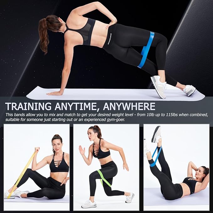 Professional 5 Pcs Long Resistance Bands and 5 Pcs Loop Bands. Latex-Free, Work Out Bands, Stretch Bands for Working Out Women or Men, Exercise Bands Set for Physical Therapy