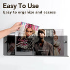 2-Pack 24 Inch Black Acrylic Magazine Holder, Sleek Wall Mounted Brochure Rack & Floating Bookshelf, Modern Stylish Magazine Display for Office, Waiting Room, Living Room, Fashion Home Decor