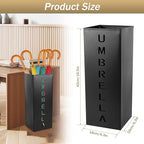 Metal Umbrella Holder, 16.5x6.3x6.3inch Square Free Standing Umbrella Rack Decorative Umbrella Holder Bin Multipurpose Walking Sticks Holder for Umbrella Cane Entryway Home Office (Style A)