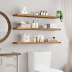 RALGEND Floating Shelves for Wall, 1.5" Thick Wall Shelf Set of 3 with Invisible Bracket, L47.2 x W7.9 Hanging Shelves Farmhouse Home Decor for Bathroom, Living Room, Bedroom, Rustic Brown 12301BJP3BF