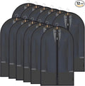 BALEINE 40'' Translucent Garment Bags, 12 Packs PEVA Dress Bag for Closet Clothes Dresses Suit Coats Storage (Black, 12PK)