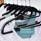 Heavy Duty Plastic Clothes Hangers, Space Saving Hangers 30 Pack, Non-Slip, 0.2 Inches Slim, 360° Swivel Silver Hook for Shirts, Pants & Wet/Dry Garments, Black and Dark Gray