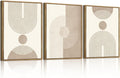 BINCUE Neutral Abstract Wall Art Boho Geometric Wall Decor Mid Century Modern Artwork Boho Abstract Art Prints Beige Abstract Paintings Elegant Modern Wall Pictures for Living Room Bedroom Office 12" Lx16 W Set of 3 Gift