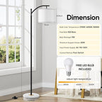 Floor Lamp for Living Room with Marble Base, Modern Standing Lamp with 3 Color Temperatures Bulb & Adjustable Linen Shade, Tall Lamp for Bedroom Office Reading Nursery