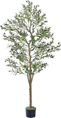 VECELO Artificial Olive Tree 5FT(61inch), Faux Olive Trees in Pot, Tall Fake Plant with Silk Leaves, Realistic Fruits and Dried Moss for Indoor Home Office Decor