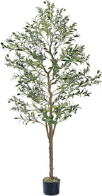 VECELO Artificial Olive Tree 5FT(61inch), Faux Olive Trees in Pot, Tall Fake Plant with Silk Leaves, Realistic Fruits and Dried Moss for Indoor Home Office Decor
