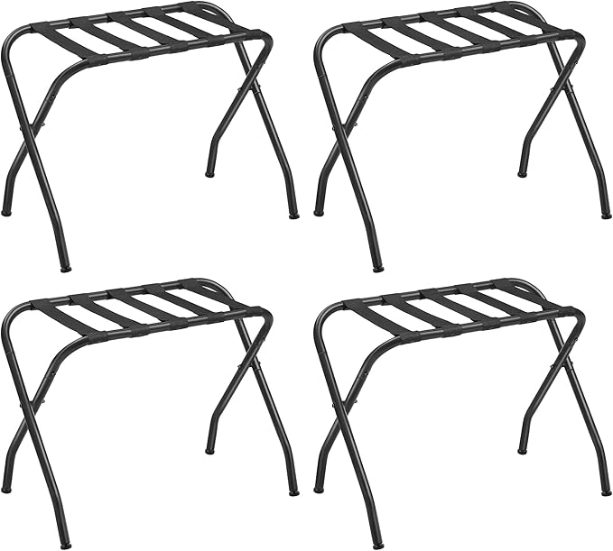 SONGMICS Steel Folding Luggage Rack, Pack of 4, Black URLR64B-4