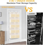 Over The Door Organizer 5 Tiers, Extra Large Behind Door Storage of 10 Compartments, 80 lbs Weight Capacity Hanging Storage Organizer with Clear Window Kids Toys, Shoes,Diapers, Braided Style