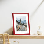 Vittanly 11x14 Picture Frames Set of 9, Shatter Resistant Plexiglass, Display 8x10 Pictures with Mat or 11x14 without Mat, Photo Frames for Wall or Tabletop, Engineered Wood, Red